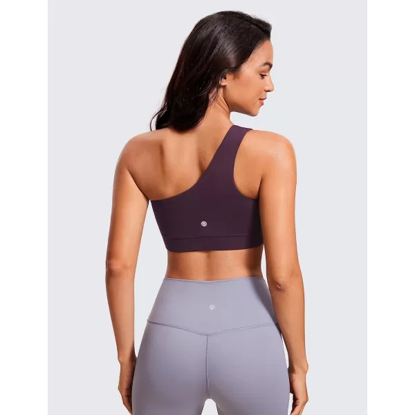 CRZ YOGA Butterluxe Womens One Shoulder Sports Bra  Sleeveless One Strap Low Impact Asymmetrical Workout Yoga BraDeep Purple