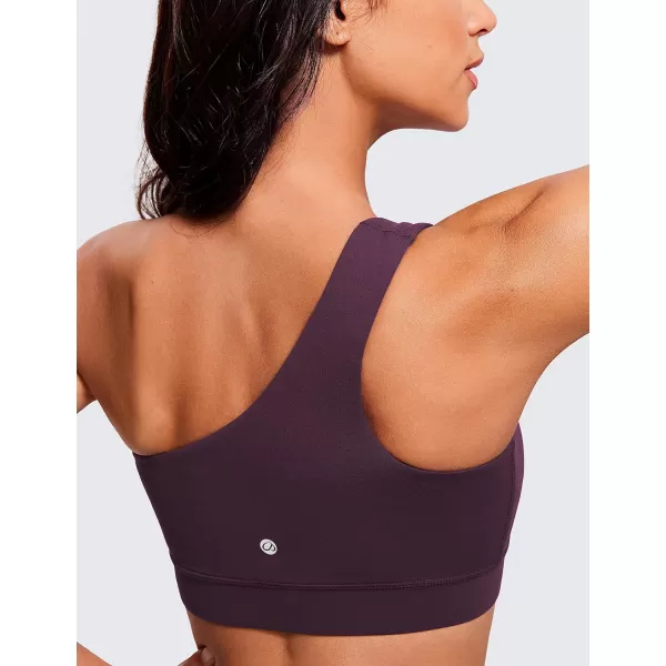 CRZ YOGA Butterluxe Womens One Shoulder Sports Bra  Sleeveless One Strap Low Impact Asymmetrical Workout Yoga BraDeep Purple