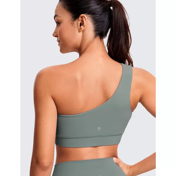 CRZ YOGA Butterluxe Womens One Shoulder Sports Bra  Sleeveless One Strap Low Impact Asymmetrical Workout Yoga BraGrey Sage