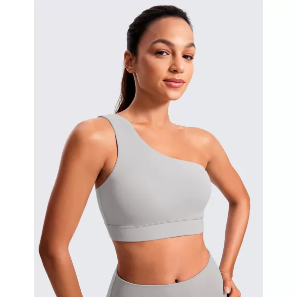 CRZ YOGA Butterluxe Womens One Shoulder Sports Bra  Sleeveless One Strap Low Impact Asymmetrical Workout Yoga BraGull Gray