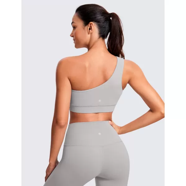 CRZ YOGA Butterluxe Womens One Shoulder Sports Bra  Sleeveless One Strap Low Impact Asymmetrical Workout Yoga BraGull Gray