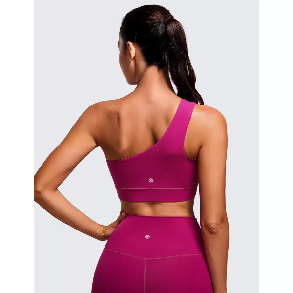 CRZ YOGA Butterluxe Womens One Shoulder Sports Bra  Sleeveless One Strap Low Impact Asymmetrical Workout Yoga BraMagenta Purple