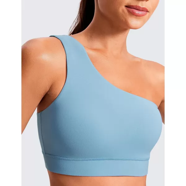 CRZ YOGA Butterluxe Womens One Shoulder Sports Bra  Sleeveless One Strap Low Impact Asymmetrical Workout Yoga BraPure Blue