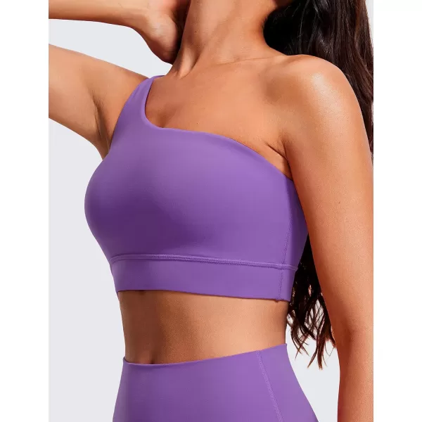 CRZ YOGA Butterluxe Womens One Shoulder Sports Bra  Sleeveless One Strap Low Impact Asymmetrical Workout Yoga BraRoyal Lilac