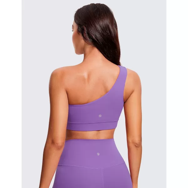 CRZ YOGA Butterluxe Womens One Shoulder Sports Bra  Sleeveless One Strap Low Impact Asymmetrical Workout Yoga BraRoyal Lilac