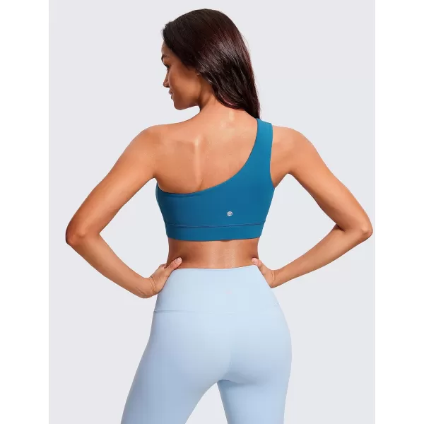 CRZ YOGA Butterluxe Womens One Shoulder Sports Bra  Sleeveless One Strap Low Impact Asymmetrical Workout Yoga BraSupersonic Blue