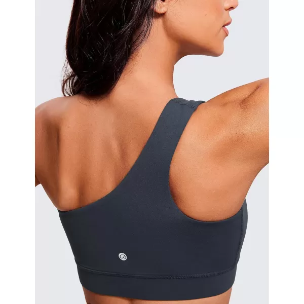 CRZ YOGA Butterluxe Womens One Shoulder Sports Bra  Sleeveless One Strap Low Impact Asymmetrical Workout Yoga BraTrue Navy