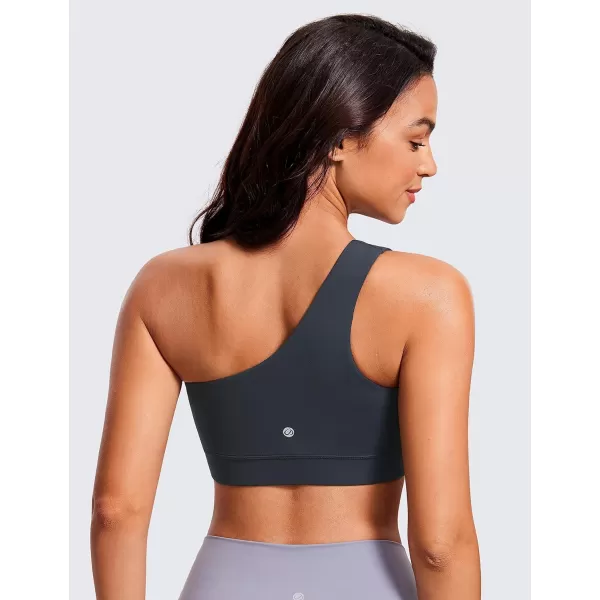 CRZ YOGA Butterluxe Womens One Shoulder Sports Bra  Sleeveless One Strap Low Impact Asymmetrical Workout Yoga BraTrue Navy