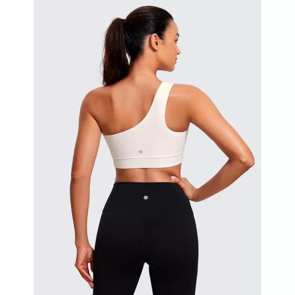 CRZ YOGA Butterluxe Womens One Shoulder Sports Bra  Sleeveless One Strap Low Impact Asymmetrical Workout Yoga BraWhite Apricot