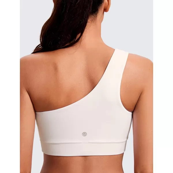 CRZ YOGA Butterluxe Womens One Shoulder Sports Bra  Sleeveless One Strap Low Impact Asymmetrical Workout Yoga BraWhite Apricot