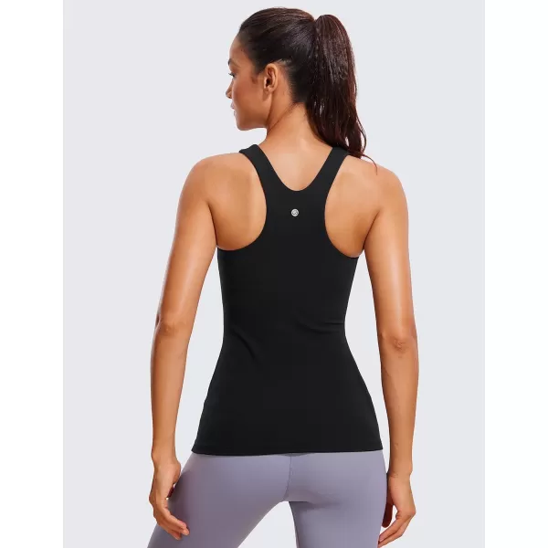 CRZ YOGA Butterluxe Womens Racerback High Neck Tank Top  with Built in Bra Workout Padded Yoga Athletic CamisoleBlack