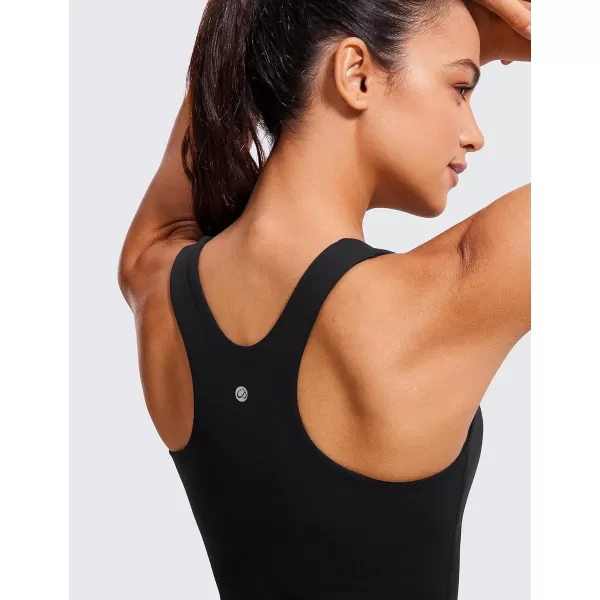 CRZ YOGA Butterluxe Womens Racerback High Neck Tank Top  with Built in Bra Workout Padded Yoga Athletic CamisoleBlack