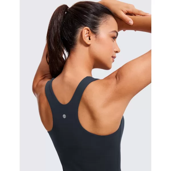 CRZ YOGA Butterluxe Womens Racerback High Neck Tank Top  with Built in Bra Workout Padded Yoga Athletic CamisoleTrue Navy