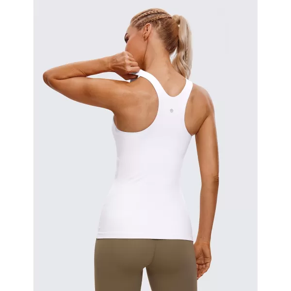 CRZ YOGA Butterluxe Womens Racerback High Neck Tank Top  with Built in Bra Workout Padded Yoga Athletic CamisoleWhite