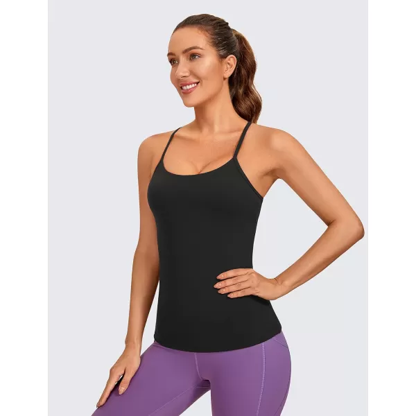 CRZ YOGA Butterluxe Womens Racerback Tank Top with Built in Bra  Spaghetti Thin Strap Padded Workout Slim Yoga CamisoleBlack