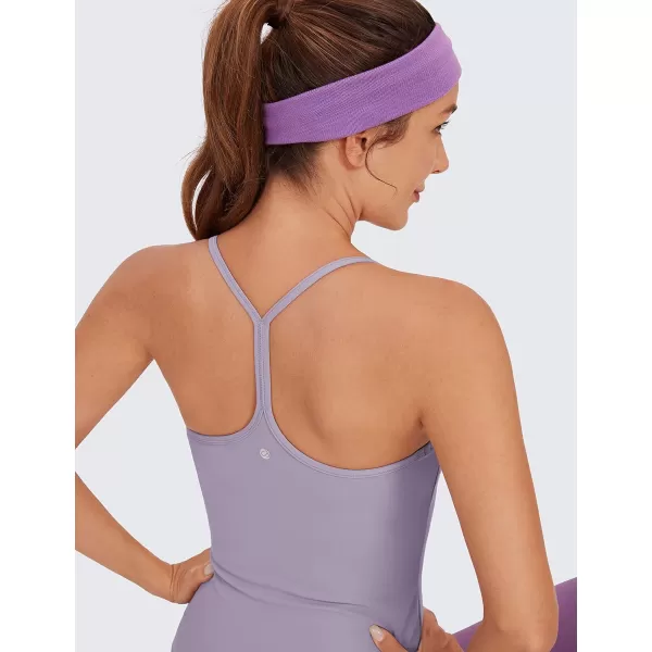 CRZ YOGA Butterluxe Womens Racerback Tank Top with Built in Bra  Spaghetti Thin Strap Padded Workout Slim Yoga CamisoleLavender Mist