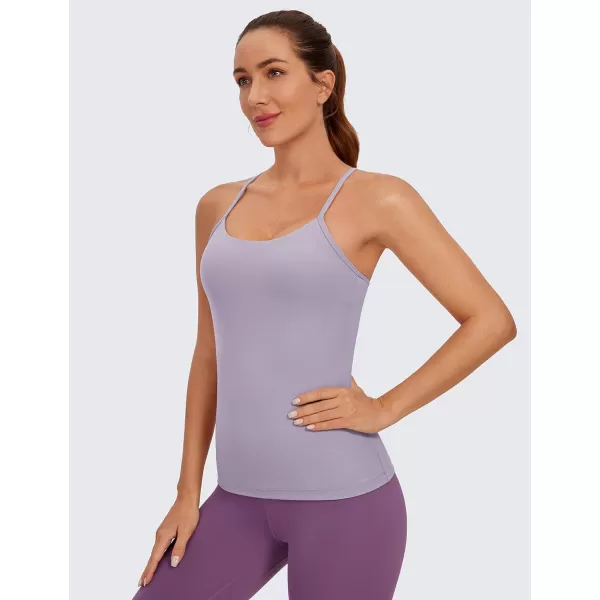 CRZ YOGA Butterluxe Womens Racerback Tank Top with Built in Bra  Spaghetti Thin Strap Padded Workout Slim Yoga CamisoleLavender Mist