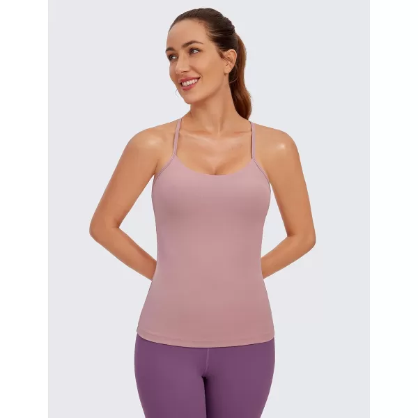 CRZ YOGA Butterluxe Womens Racerback Tank Top with Built in Bra  Spaghetti Thin Strap Padded Workout Slim Yoga CamisoleRose Fragrant Purple