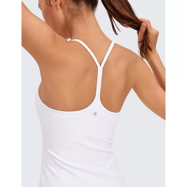 CRZ YOGA Butterluxe Womens Racerback Tank Top with Built in Bra  Spaghetti Thin Strap Padded Workout Slim Yoga CamisoleWhite