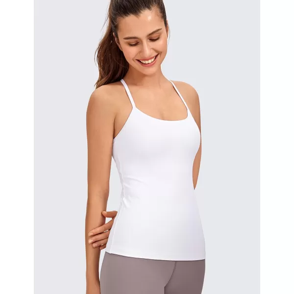 CRZ YOGA Butterluxe Womens Racerback Tank Top with Built in Bra  Spaghetti Thin Strap Padded Workout Slim Yoga CamisoleWhite