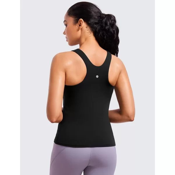 CRZ YOGA Butterluxe Womens Racerback Workout Tank Top with Built in Shelf Bra  Padded High Neck Yoga Athletic CamisoleBlack