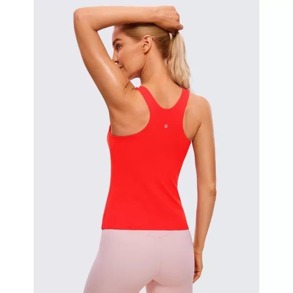 CRZ YOGA Butterluxe Womens Racerback Workout Tank Top with Built in Shelf Bra  Padded High Neck Yoga Athletic CamisoleDark Red