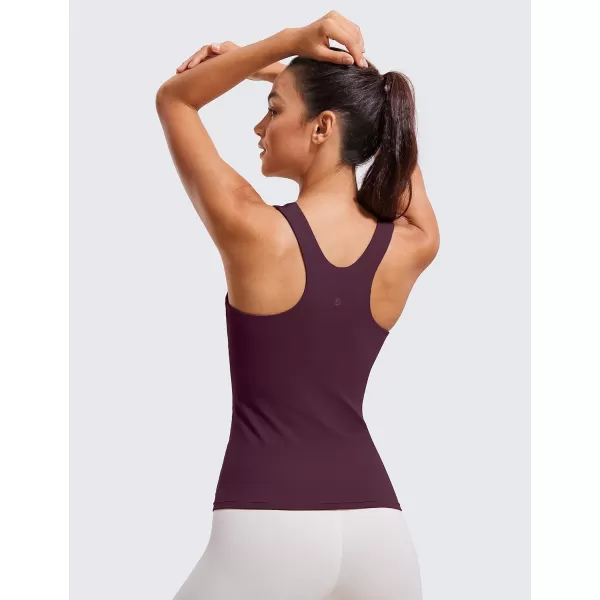 CRZ YOGA Butterluxe Womens Racerback Workout Tank Top with Built in Shelf Bra  Padded High Neck Yoga Athletic CamisoleDeep Purple