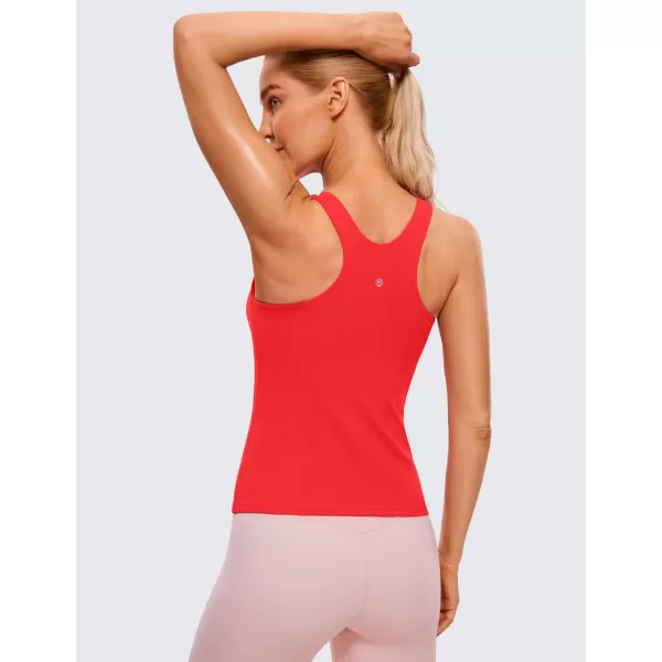 CRZ YOGA Butterluxe Womens Racerback Workout Tank Top with Built in Shelf Bra  Padded High Neck Yoga Athletic CamisoleDeep Red