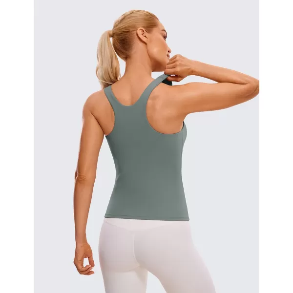 CRZ YOGA Butterluxe Womens Racerback Workout Tank Top with Built in Shelf Bra  Padded High Neck Yoga Athletic CamisoleGrey Sage