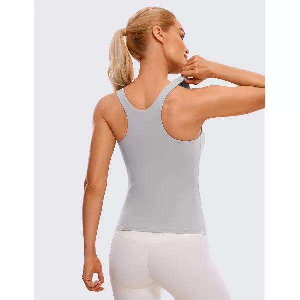 CRZ YOGA Butterluxe Womens Racerback Workout Tank Top with Built in Shelf Bra  Padded High Neck Yoga Athletic CamisoleGull Gray