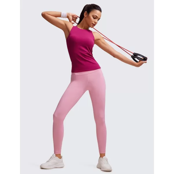 CRZ YOGA Butterluxe Womens Racerback Workout Tank Top with Built in Shelf Bra  Padded High Neck Yoga Athletic CamisoleMagenta Purple