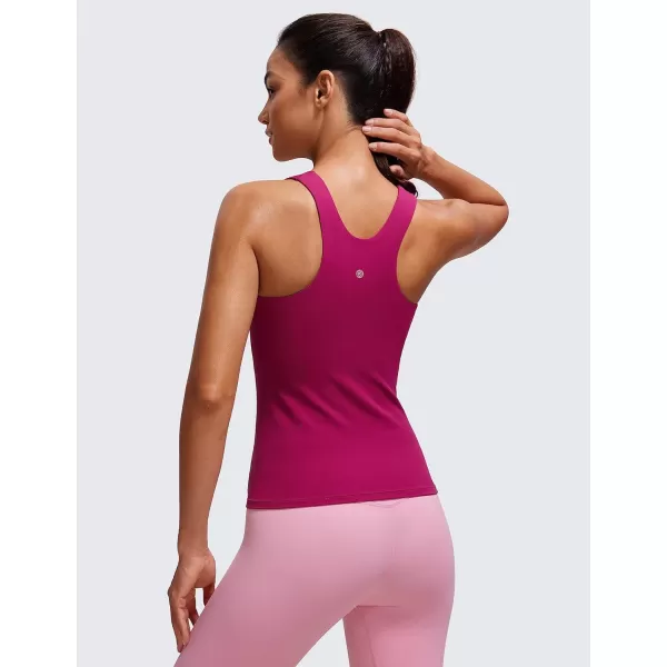 CRZ YOGA Butterluxe Womens Racerback Workout Tank Top with Built in Shelf Bra  Padded High Neck Yoga Athletic CamisoleMagenta Purple