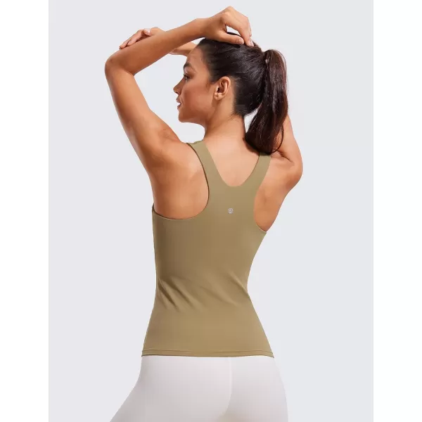 CRZ YOGA Butterluxe Womens Racerback Workout Tank Top with Built in Shelf Bra  Padded High Neck Yoga Athletic CamisoleSoul Brown