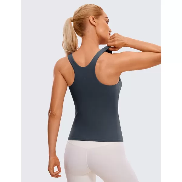 CRZ YOGA Butterluxe Womens Racerback Workout Tank Top with Built in Shelf Bra  Padded High Neck Yoga Athletic CamisoleTrue Navy