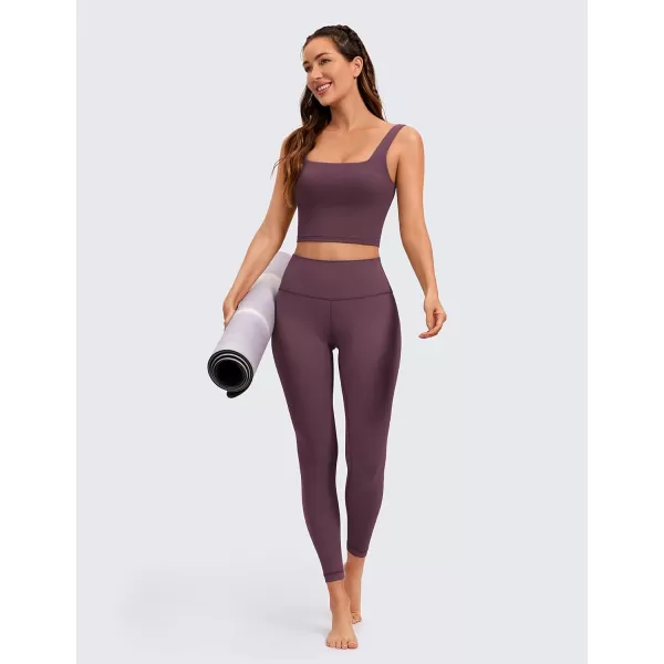 CRZ YOGA Butterluxe Womens Square Neck Longline Sports Bra  Workout Crop Tank Tops Padded with Built in Shelf Yoga BraArctic Plum