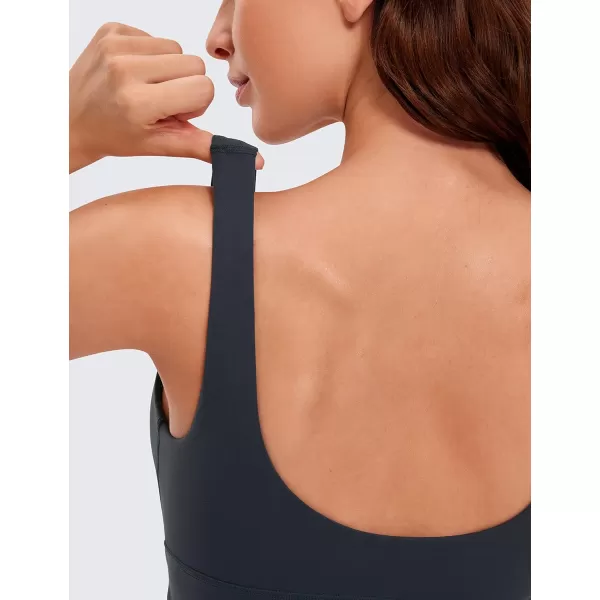 CRZ YOGA Butterluxe Womens U Back Sports Bra  Scoop Neck Padded Low Impact Workout Yoga Bra with Built in BraTrue Navy