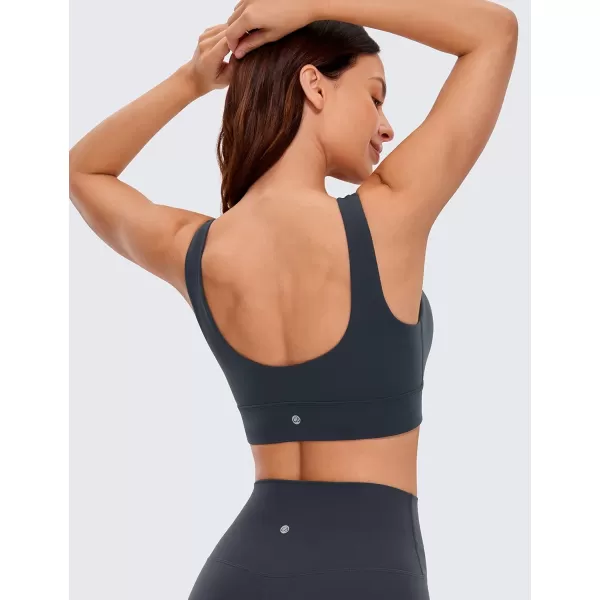 CRZ YOGA Butterluxe Womens U Back Sports Bra  Scoop Neck Padded Low Impact Workout Yoga Bra with Built in BraTrue Navy