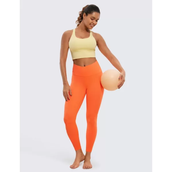 CRZ YOGA Butterluxe Womens V Cross Waist Workout Leggings 265  Crossover High Waist Long Gym Lounge Yoga Pants265 Height 54  57 Neon Orange