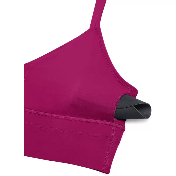 CRZ YOGA Butterluxe Womens V Neck Longline Sports Bra  Adjustable Padded Yoga Bra Camisole Workout Crop TopMagenta Purple