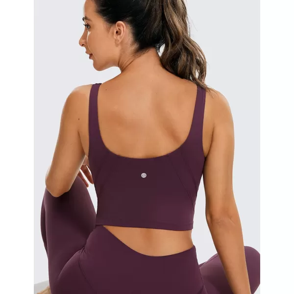 CRZ YOGA Butterluxe Womens V Neck Longline Sports Bra  Padded Workout Crop Tank Top with Built in BraDeep Purple