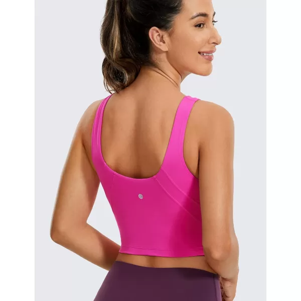 CRZ YOGA Butterluxe Womens V Neck Longline Sports Bra  Padded Workout Crop Tank Top with Built in BraHibiscus Purple