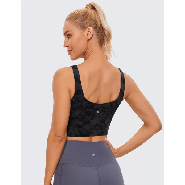 CRZ YOGA Butterluxe Womens V Neck Longline Sports Bra  Padded Workout Crop Tank Top with Built in BraTie Dye Smoke Ink