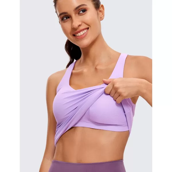 CRZ YOGA Butterluxe Womens V Neck Workout Tank Tops with Built in Bras  Sleeveless Padded Racerback Yoga Athletic CamisoleElfin Purple