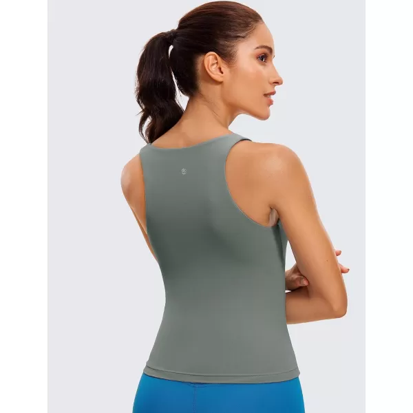 CRZ YOGA Butterluxe Womens V Neck Workout Tank Tops with Built in Bras  Sleeveless Padded Racerback Yoga Athletic CamisoleGrey Sage