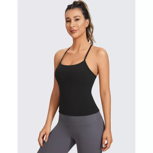 CRZ YOGA Butterluxe Womens Workout Racerback Tank Top with Built in Bra  Scoop Neck Spaghetti Strap Padded Slim CamisoleBlack