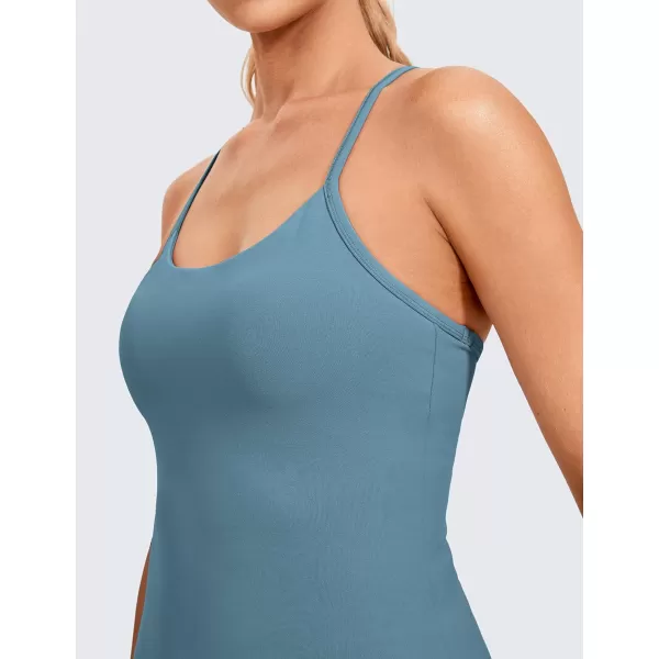 CRZ YOGA Butterluxe Womens Workout Racerback Tank Top with Built in Bra  Scoop Neck Spaghetti Strap Padded Slim CamisoleBlue Ashes