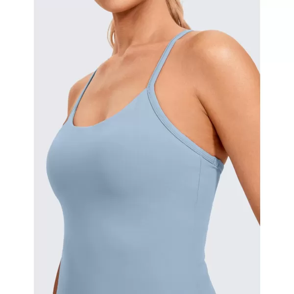 CRZ YOGA Butterluxe Womens Workout Racerback Tank Top with Built in Bra  Scoop Neck Spaghetti Strap Padded Slim CamisoleCambric Blue