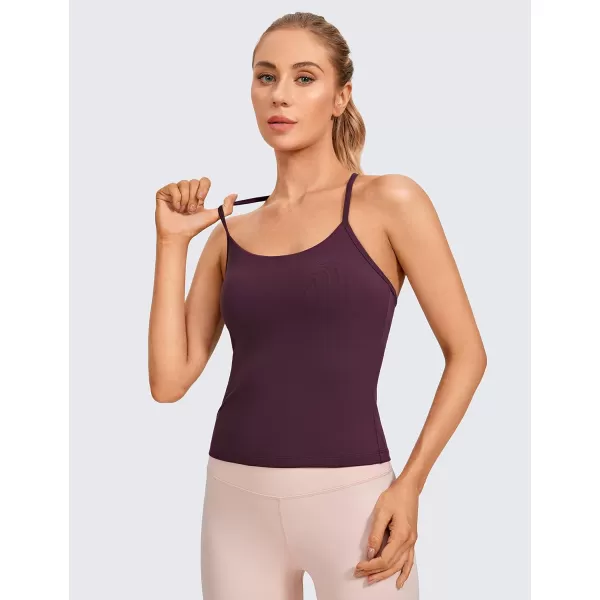 CRZ YOGA Butterluxe Womens Workout Racerback Tank Top with Built in Bra  Scoop Neck Spaghetti Strap Padded Slim CamisoleDeep Purple