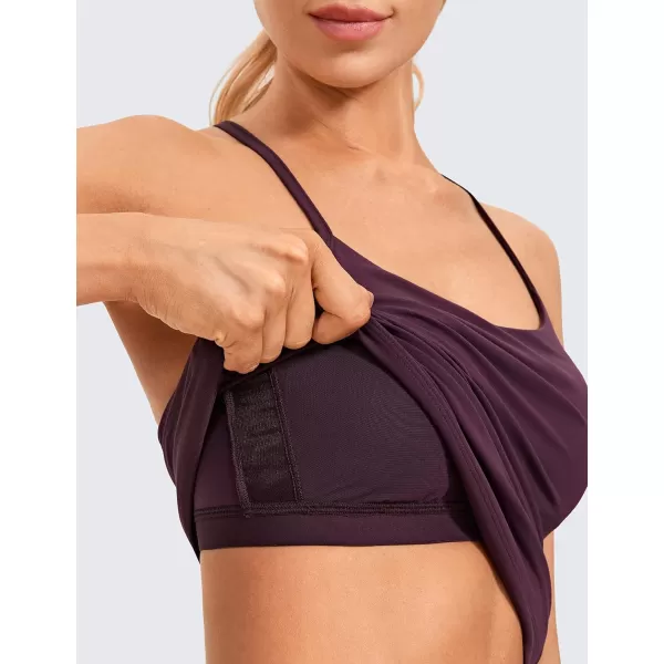 CRZ YOGA Butterluxe Womens Workout Racerback Tank Top with Built in Bra  Scoop Neck Spaghetti Strap Padded Slim CamisoleDeep Purple