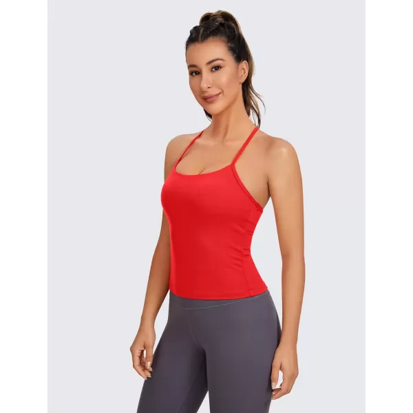 CRZ YOGA Butterluxe Womens Workout Racerback Tank Top with Built in Bra  Scoop Neck Spaghetti Strap Padded Slim CamisoleDeep Red